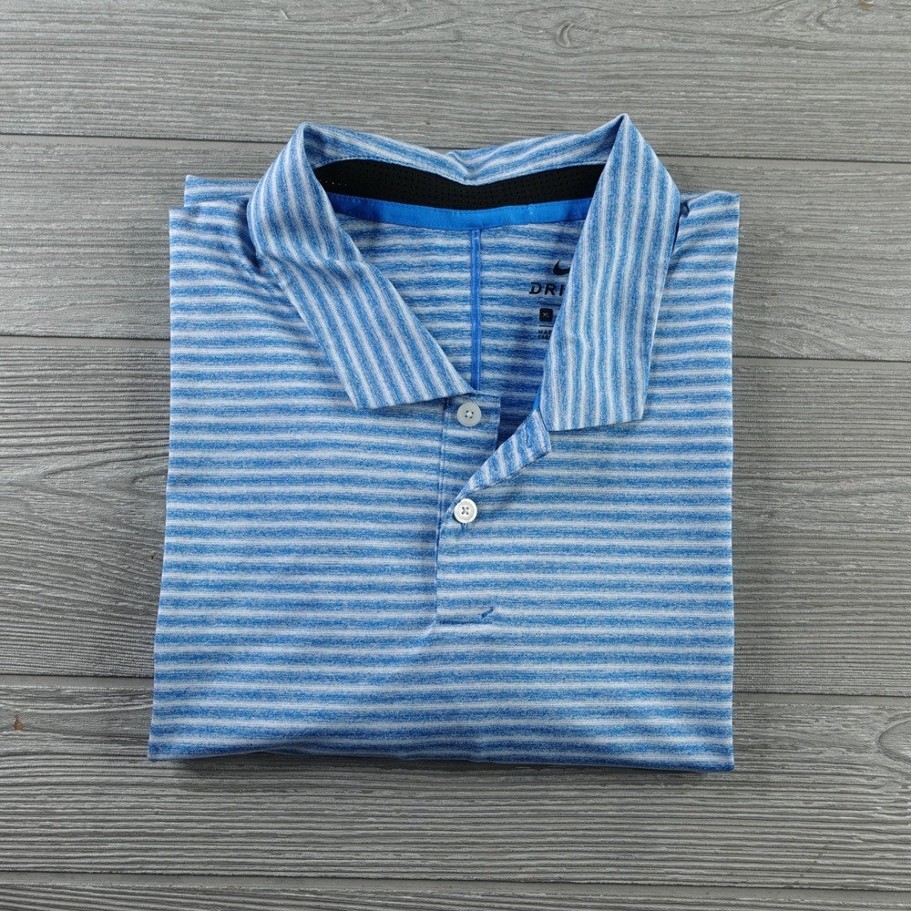 Nike Tiger Woods Vapor Dry Polo Men's XL Blue Stripe Dri-Fit